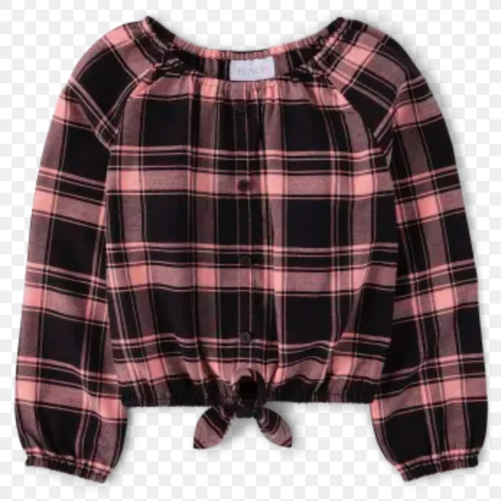 3 for $15 Plaid Tie Front Shirt in Pink Size 7/8 EUC